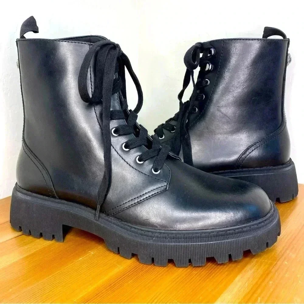 NEW Kurt Geiger London Men's Ryder Lace-Up Combat Leather Boots size EU43.5 US10